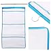 NANAN Quick Dry Hanging Bath Organizer with 6 Pockets, Hang on Shower Curtain Rod/Liner Hooks, Shower Organizer, Mesh Shower Organizer, Mesh Shower Caddy,Bathroom Accessories (Blue)
