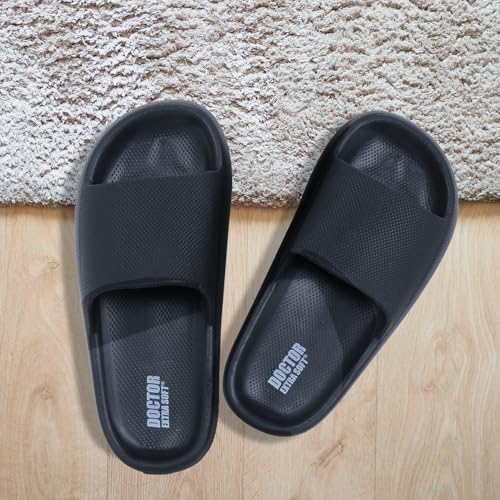 DOCTOR EXTRA SOFT Men's Classic Ultra Soft Sliders/Slippers with Cushion FootBed for Adult | Comfortable & Light Weight | Stylish & Anti-Skid | Waterproof & Everyday Flip Flops for Gents/Boys D-504