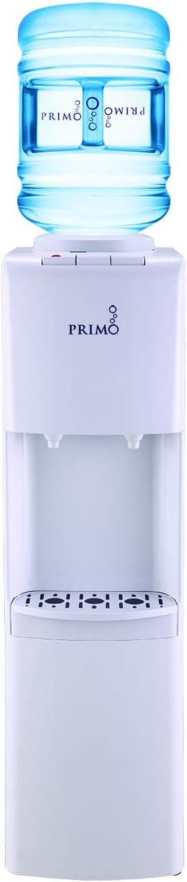 Primo Top Loading Water Cooler - 2 Temperature Settings, Hot & Cold - UL/Energy Star Qualified Water Dispenser with Child-Resistant Safety Feature Supports 3 or 5 Gallon Water Jugs [White]