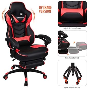 Black Blue Leisure Sports Game Room Klv Video Gaming Chair Racing Office Pu Leather High Back Ergonomic 155 Degree Adjustable Swivel Executive Computer Desk Task Large Size With Footrest Headrest And Lumbar Support Sports