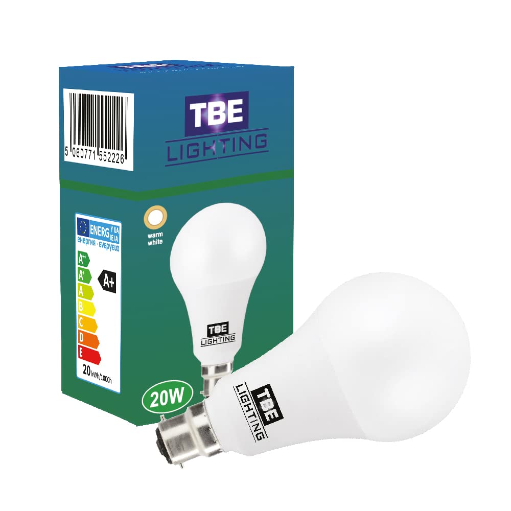 TBE LIGHTING 20W LED A80 Bulb - B22 Standard Bayonet Fitting, 150w Equivalent Non-Dimmable Energy Saving LED A80 Bulb, 1800 Lumen Output, 20,000Hrs Life Expectancy (3000K Warm White)