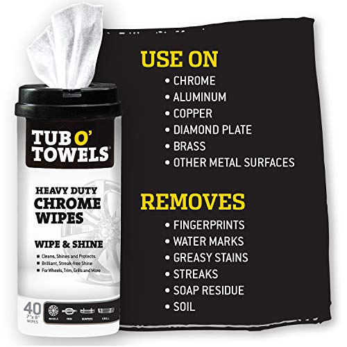 Tub O’ Towels Heavy Duty Chrome Wipes Clean, Shine & Protect, 40