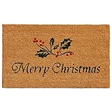 Calloway Mills 101881729 Christmas Holly Doormat, 17" x 29", Natural, Green