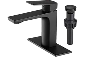 VOTON Black Bathroom Faucet Single Handle Bathroom Faucets for Sink 1 Hole Rv Lavatory Vanity Faucet with Pop-up Drain and Water Supply Lines