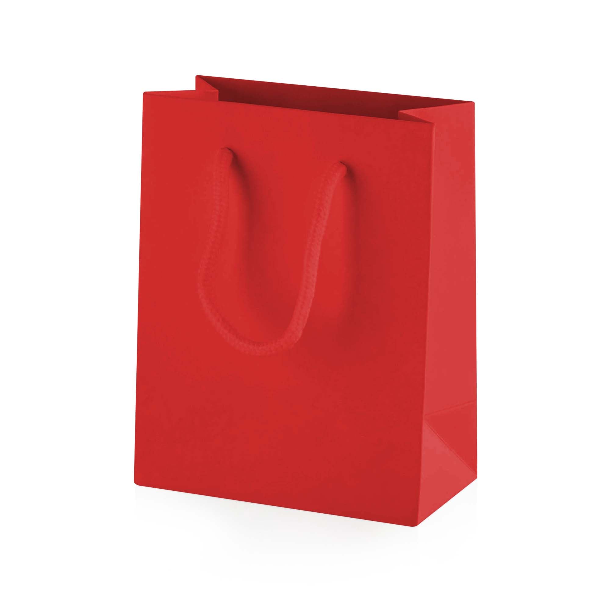 Thepaperbagstore 10× Red Extra Small Matt Laminated Gift Bags 11.5×14.5×6.5cm – 210 gsm Boutique Paper Bags with Rope Handles & Reinforced Base – Ideal for Gifts, Weddings, Retail & Corporate Use
