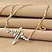 Zittop New Women EKG Necklace Heartbeat Rhythm with Love Heart Shaped (Gold) Product Name