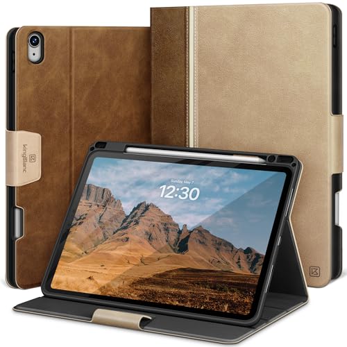KingBlanc Hülle für iPad Air 13 Zoll M4/M3/M2 (2026/2025/2024) mit Stifthalter, Buchhülle aus veganem Leder, Auto Schlaf/Wach, Verstellbarer Ständer, 