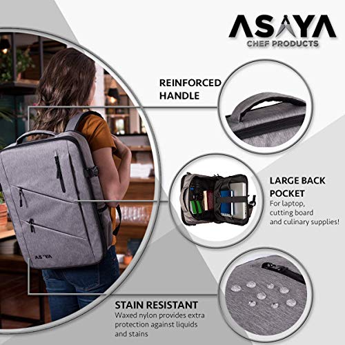 Asaya Chef Knife Backpack with 20 Pocket Knife Roll Bag Over 30