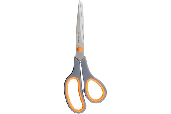 Amazon Basics Multipurpose, Comfort Grip, PVD Coated, Stainless Steel Office Scissors, Grey 1 pack