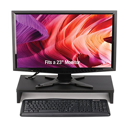 image for 2 Lb. Depot 2LB Depot Black Wood Monitor Stand Riser with Cable Hole, 