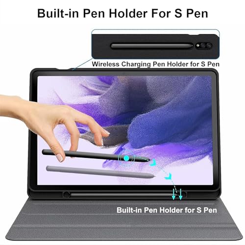 iXTRA Keyboard Case with Touchpad for Samsung Galaxy Tab S9 FE+/S9+/S10+ 12.4 Inch with 7 Color Backlit S Pen Holder, S9 FE Plus S10 Plus Keyboard Case Magnetic Detachable Bluetooth Keyboard, Black