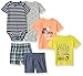 Carter's Baby Boys' 6-Piece Bodysuit Tee and Short Set, Tools/Cutie, 6 Months