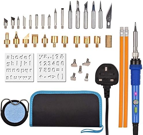 Wood Burning Kit, TWorld Wood Burning Pyrography Pen Kit with Safety Indicator Light, Power Switch, Temperature Adjustable, Carving Embossing Soldering Tips/Staple, Wood Craft Tool - 37Pcs