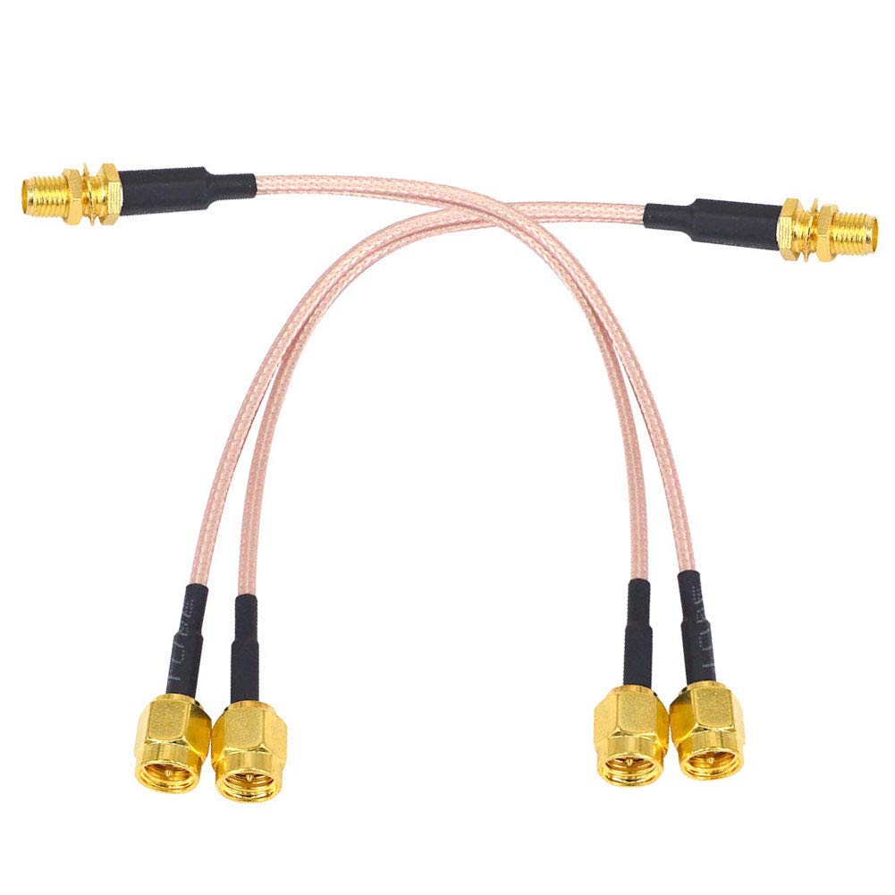 YILIANDUO SMA Splitter Cable SMA Female to Dual Male 50 ohm Y-type Splitter RG316 Caoaxial Cable 15CM for WiFi Antenna Router Gateway Modem FPX Drone Pack of 2