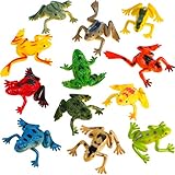 24 Pieces Plastic Frogs Mini Vinyl Frogs Assorted Frogs Figure Fun Toys Rainforest Character Toys for Boy Girl