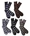 Mens Merino Wool Socks Warm Thermal Heavy Thick Winter Boot Cozy Hiking Comfort Cozy Crew Socks 5 Pairs(Stripe)
