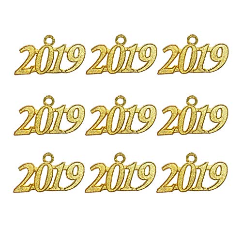 Gold Color Signet 2019 Year for Graduation Tassel, Charms Pendants DIY, Bracelet and Necklace, 9 Pcs - Thumbnail 2