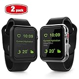 Apple Watch Series 3 Case, iVAPO Ultra Slim Lightweight Bumper Cover (2-Pack) Anti-Scratch Snap on PC Protective Shell for Apple Watch Series 3/Series 2 42mm-Black/Clear