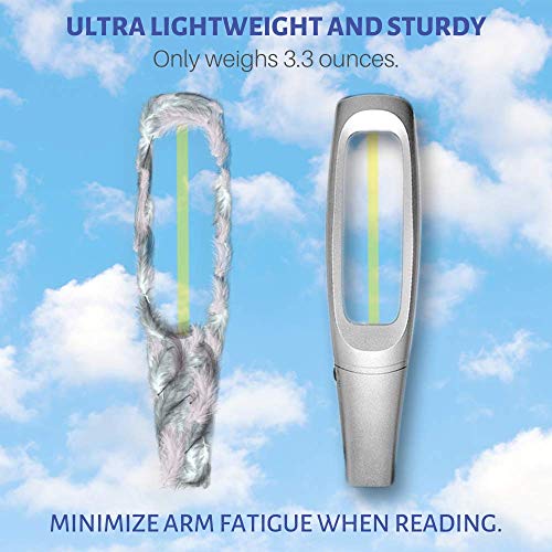 4X Reading Magnifier with 14 Evenly Lit Dimmable LED Lights & Center Yellow Guideline- Lightweight Handheld Magnifying Glass Perfect for Reading Small Fonts & Document