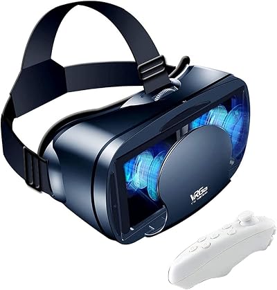 Peowuieu Full-Screen VR 3D Goggles Virtual Reality Headset Adjustable Gamepad