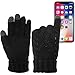 DG Hill Warm Texting Gloves For Women, Cable Knit Touchscreen Winter Text Gloves Cute & Cozy Fleece Lining Black One Size