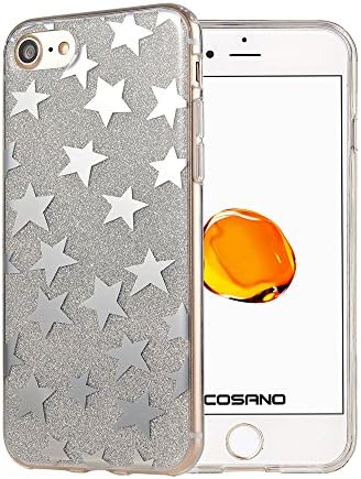 iPhone 7 case, iPhone 8 case, COSANO Premium Quality [Hard PC Back + Soft TPU Bumper] Fashion Luxury Hybrid Sparkling Shiny Glitter case for iPhone 7/8 (4.7") (Stars 7)