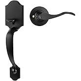 Goldenwarm Front Door Handle, Matte Black Door Handle Exterior No Lock | Zinc Alloy Entry Door Handle, Single Cylinder Front Door Handle Only