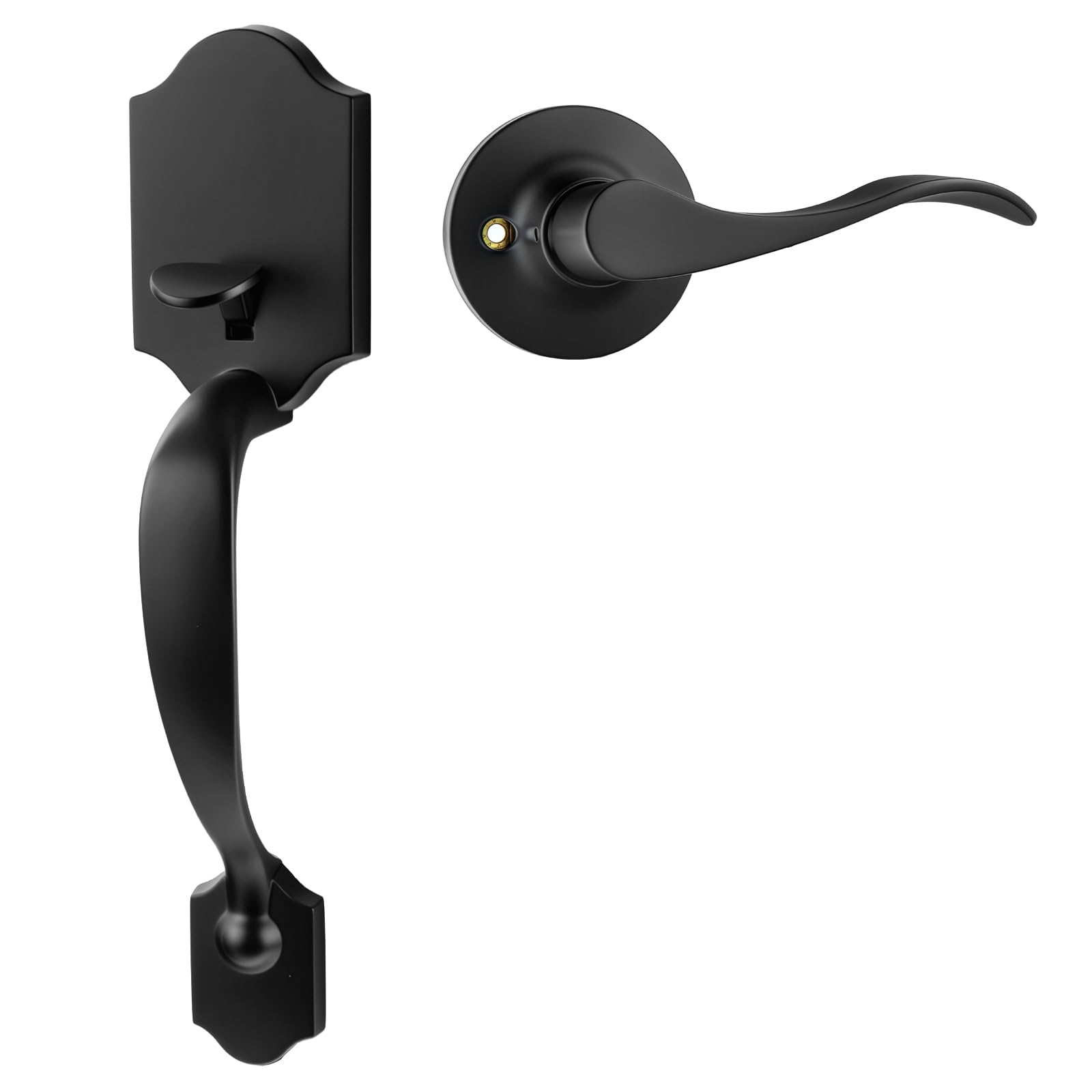 Photo 1 of Goldenwarm Black Front Door Handle, Door Handle Exterior, Single Cylinder Front Door Handle Only, Matte Black Front Door Handle No Lock