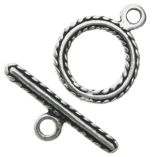 2 sets .925 Sterling Silver Twisted Rope Toggle Clasp 10mm/Findings/Antique