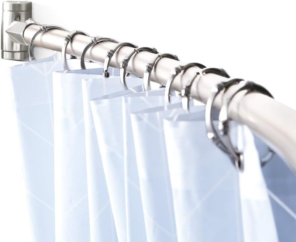 Adjustable Curved Shower Curtain Rod Rustproof Expandable Aluminum
