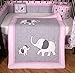 Boutique Baby Pink Gray Elephant 14 Pieces Nursery Crib Bedding Sets - Including Musical Mobile