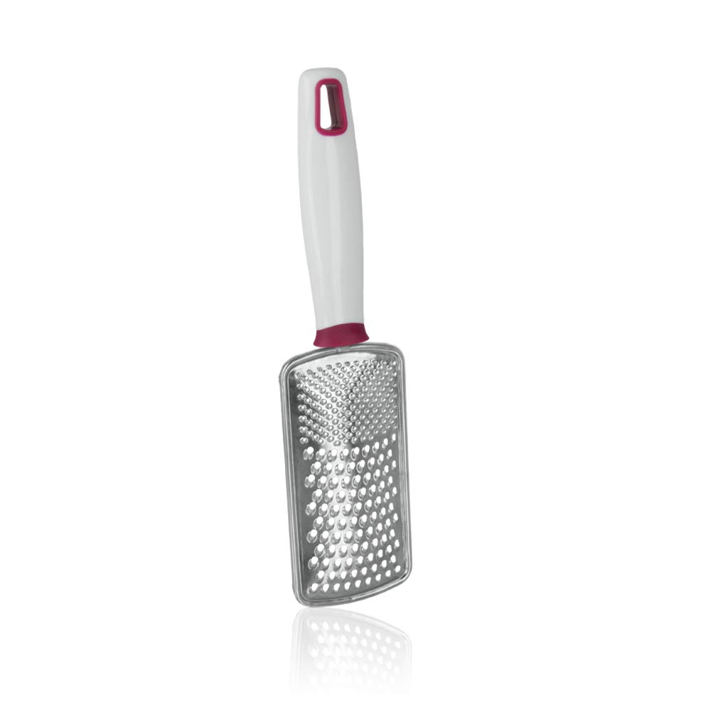 Metaltex 25 cm Stainless Steel Curved Nutmeg Grater and Zester, White, Multi-Ply, Silver, 252578