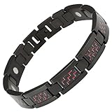Willis Judd New Mens Black Titanium 3000g Magnetic Bracelet With Red Carbon Fiber Insert Black Velvet Gift Box Free Link Removal Tool