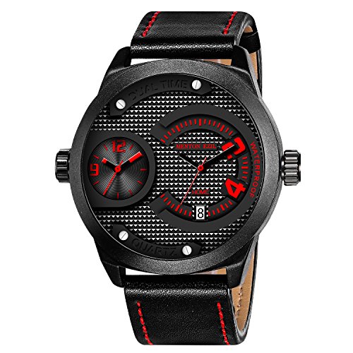 Menton Ezil Mens Watches Sapphire Crystal Leather Band 30M Waterproof Classic Dress Analog Quartz Wrist Watch with Date 