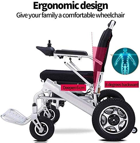 JFZCBXD Deluxe Electric Wheelchair Motorized Fold Foldable Power Wheel Chair, Lightweight Folding Carry Electric Wheelchair, Powerful Dual Motor