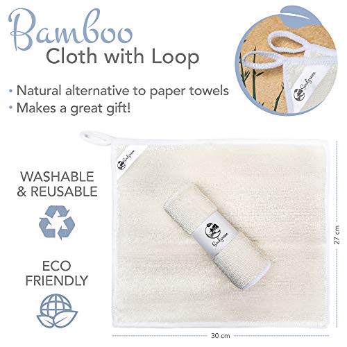 [ 10 PACK ] Bamboo Dish Cloths BONUS Natural Dish Scrubbers Kitchen
