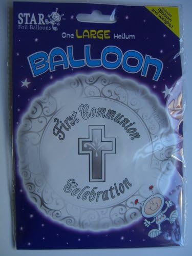 18" Foil Helium Balloon - First Communion Celebration (Silver/White)