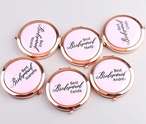 Personalised Compact Mirror, Wedding Bridesmaid Gift Magnifying Makeup Mirror, Your monogram image text photo Mother's day gift