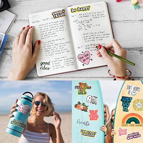 100PCS Inspirational Stickers for Water Bottles, Positive Vinyl Quote Stickers for Planner, Laptop, Funny Motivational Stickers for Adults, Girls, Women, Teachers, Students, Waterproof Sticker Pack