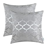 CaliTime Pack of 2 Cushion Covers Throw Pillow Cases Shells for Home Sofa Couch, Modern Quatrefoil Accent Geometric, 20 X 20 Inches, Silver Gray