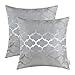 CaliTime Pack of 2 Cushion Covers Throw Pillow Cases Shells for Home Sofa Couch Modern Shining & Dull Contrast Quatrefoil Accent Geometric 20 X 20 Inches Silver Gray