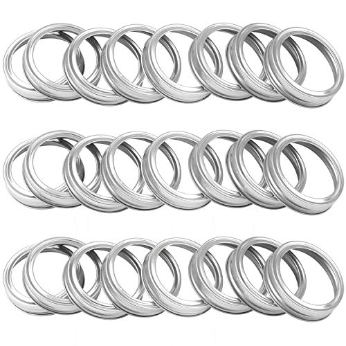 Resinta 24 Pack Regular Mouth Mason Jar Replacement Metal Rings Stainless Steel Rust Proof Screw Bands For Pickling Canning Jars (Silver)