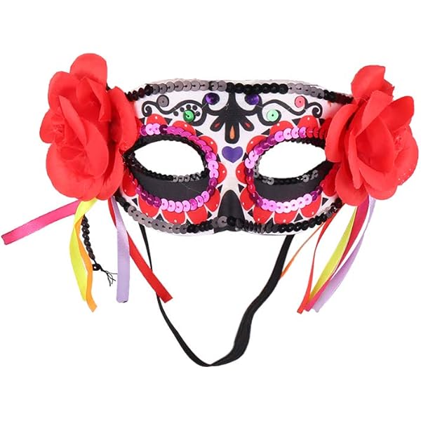 Day Of The Dead Mask Black Flower Skull - Masks