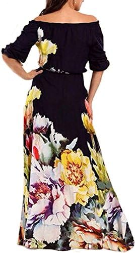 Womens Off The Shoulder Floral Print Long Maxi Dress Party Club Cocktail Maxi Dress