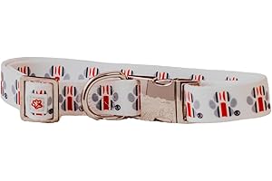 TOP ROCKS DOGGIE WEAR Ohio State Buckeye Helmet Paw Print Dog Collar (Large)