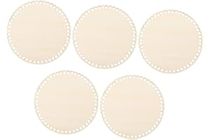 FONDOTIN 5Pcs Wooden Bottom Shaping Base for DIY Knitting and Crochet Natural for Crafting and Baskets for Weaving and Yarn Projects