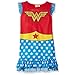 DC Comics Big Girls' Wonder Woman Ruffle Cap-Sleeve Pajama, Blue/Red, 4/5