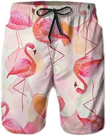Love Heart Flamingo Beachwear Climbing Men's Classical Basketball Surfing Shorts