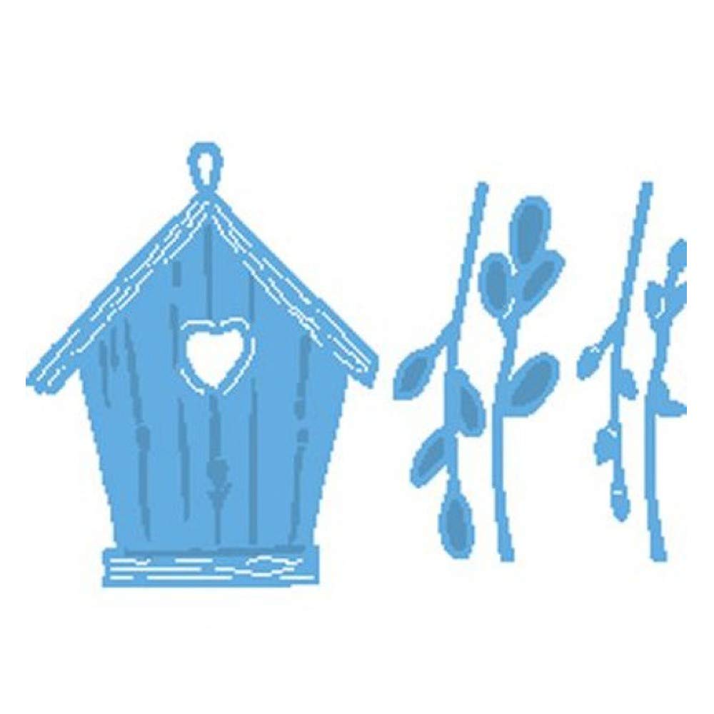 Marianne Design Creatables Willow Cats & Birdhouse Die, Metal, Blue, 16.1 x 11.3 x 0.2 cm