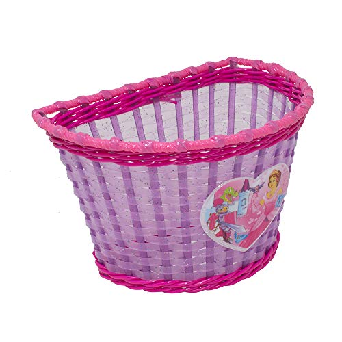 Fenix Wick Bicycle Bike Basket with Princess Heart, for Children Kid’s Bicycle,12″/16″ Transparent Pink/Purple